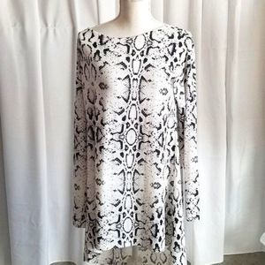 Tickled Teal Animal Print Dress with Cross Cross Back and High Low Hemline Large